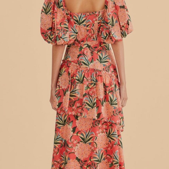 NWT Farm Rio Red Pineapple Bloom Cut Out Midi Dress, Size Medium - Picture 4 of 10